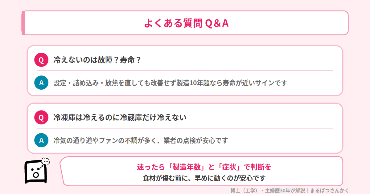 冷蔵庫が冷えない・寿命のよくある質問 Q&A