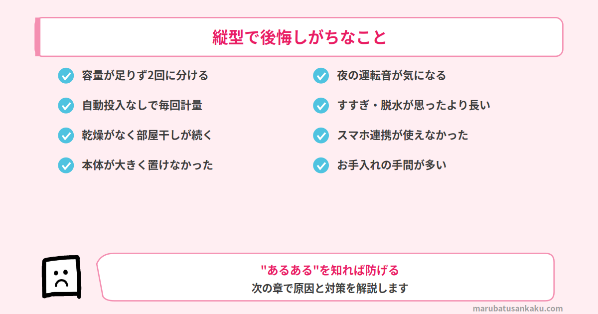縦型洗濯機で後悔しがちなこと