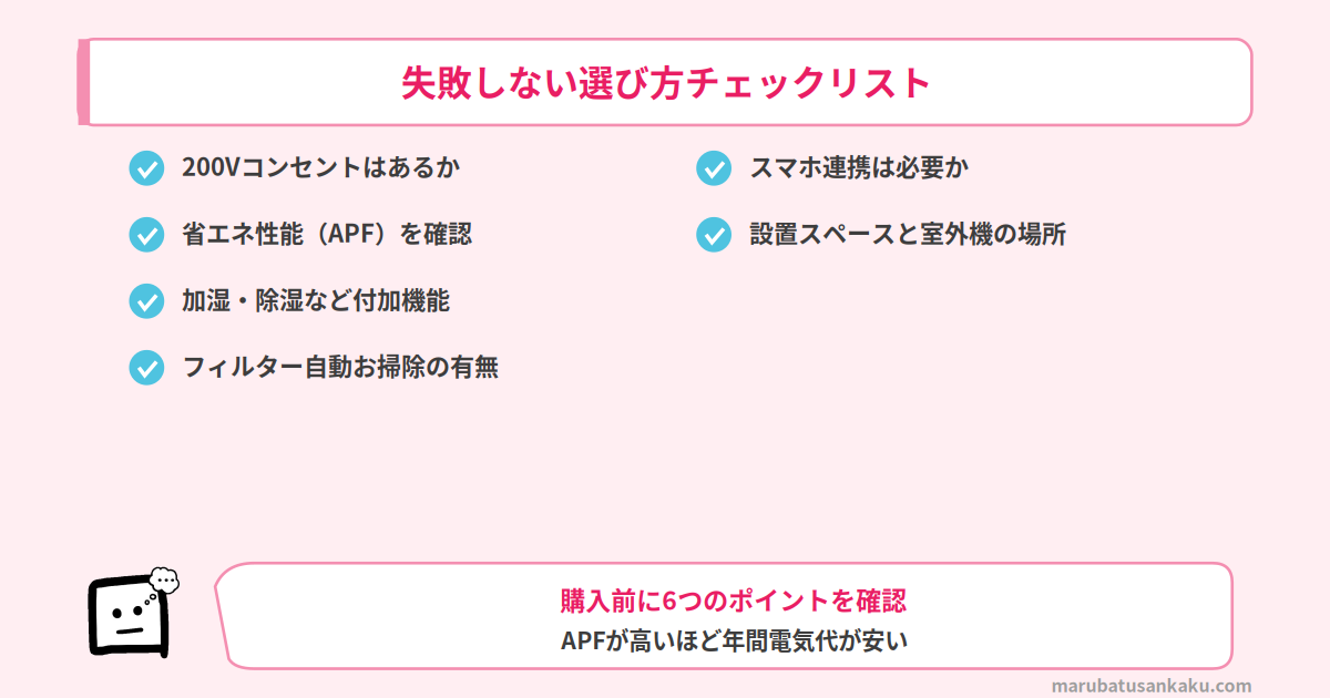 エアコン選び方チェックリスト