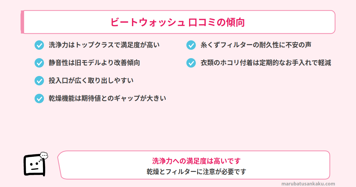ビートウォッシュ口コミの傾向