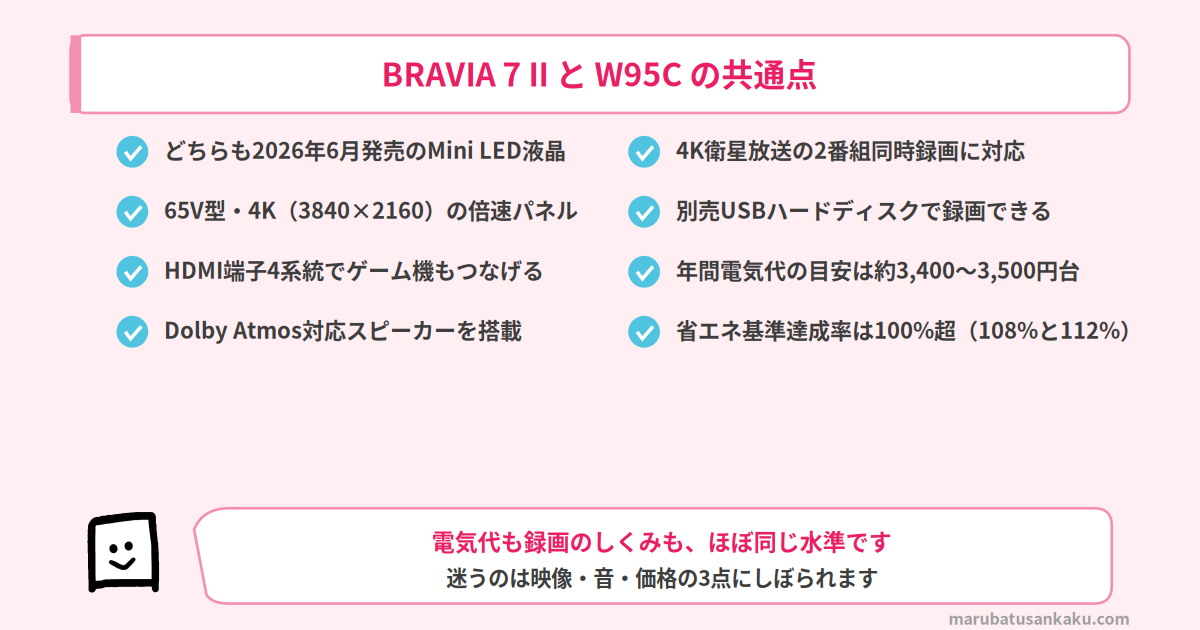 BRAVIA 7 IIとW95Cの共通点
