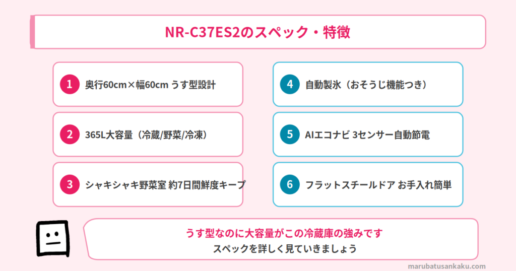 NR-C37ES2のスペック・特徴