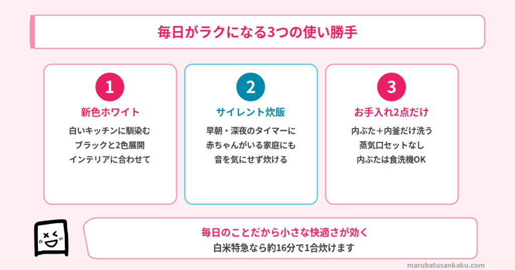 毎日がラクになる3つの使い勝手
