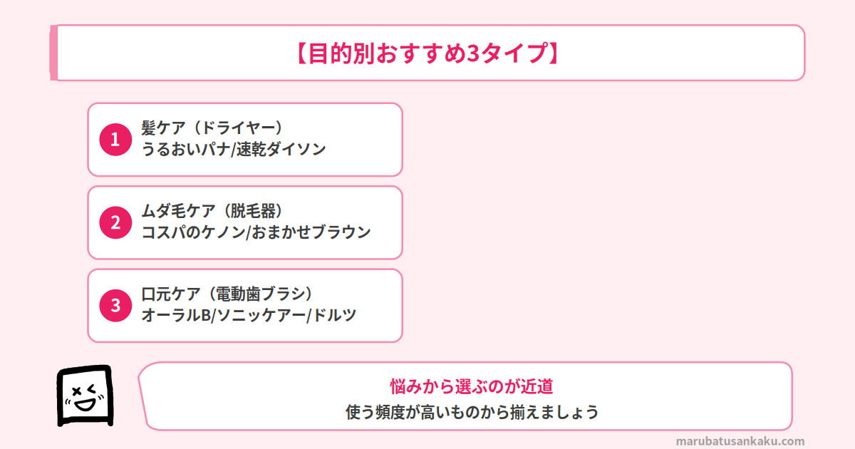 目的別おすすめ3タイプ