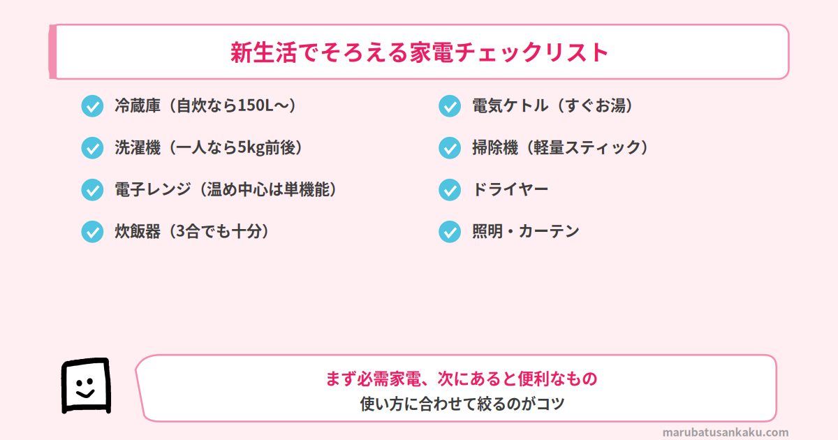 新生活でそろえる家電チェックリスト