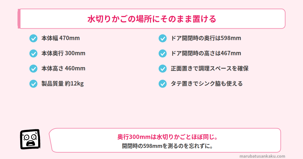 NP-TCR5の設置サイズ
