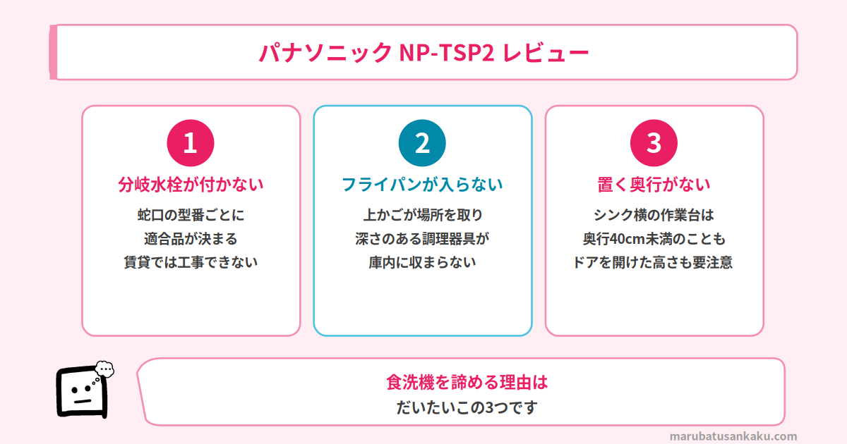 工事なしで食洗機を置きたいときの3つの困りごと