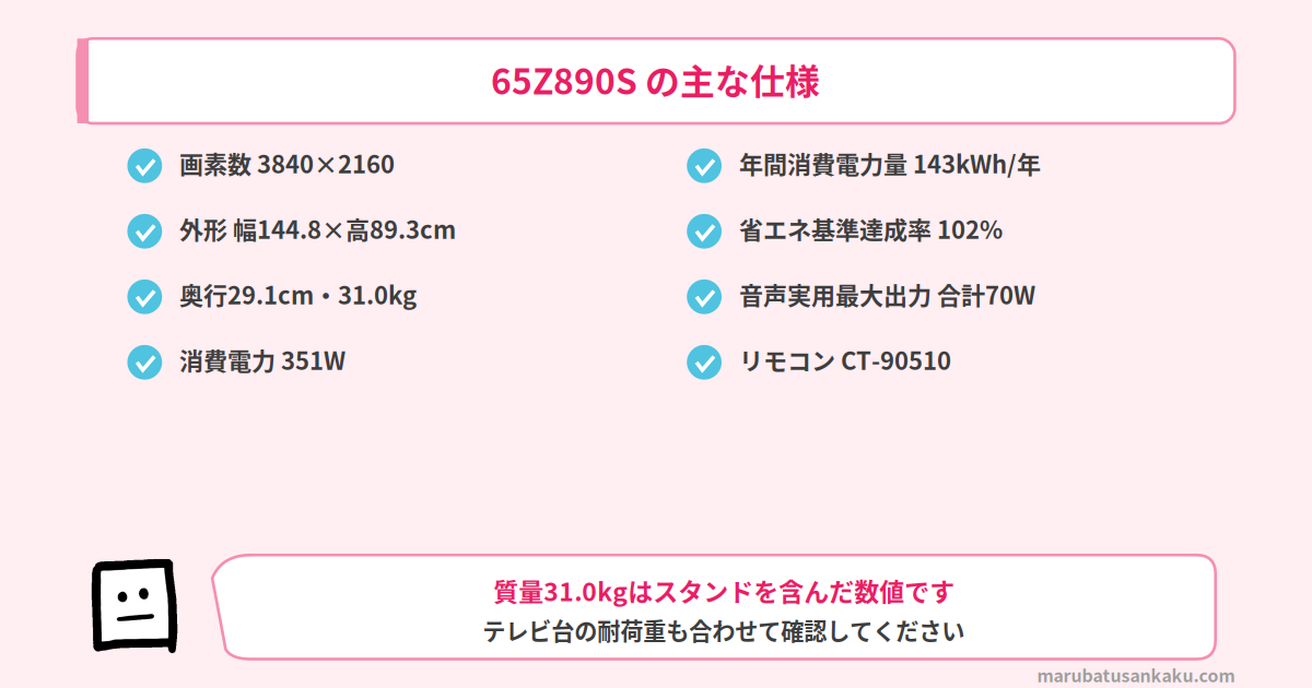 65Z890Sの主な仕様