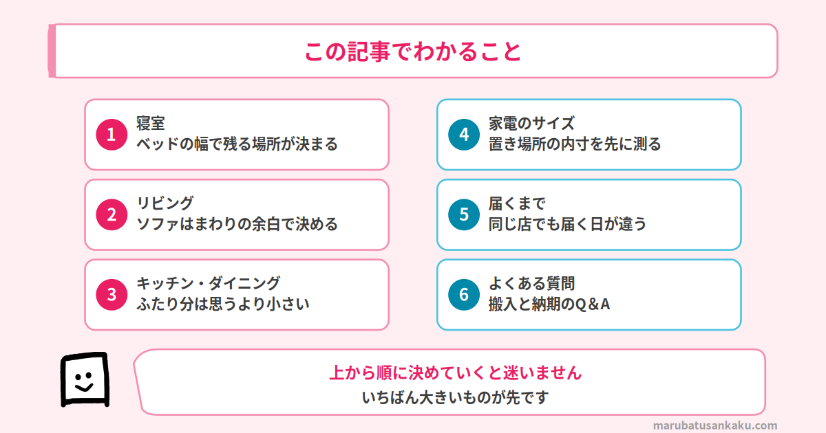 新婚ふたり暮らしの家具サイズ この記事でわかること