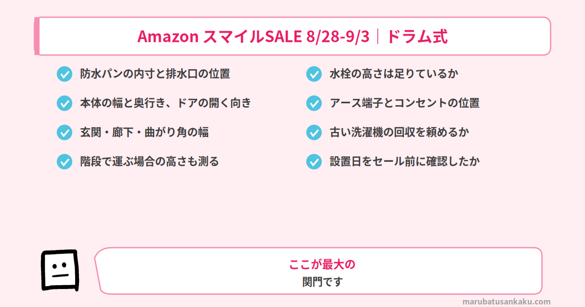 ドラム式 搬入と設置のチェックポイント
