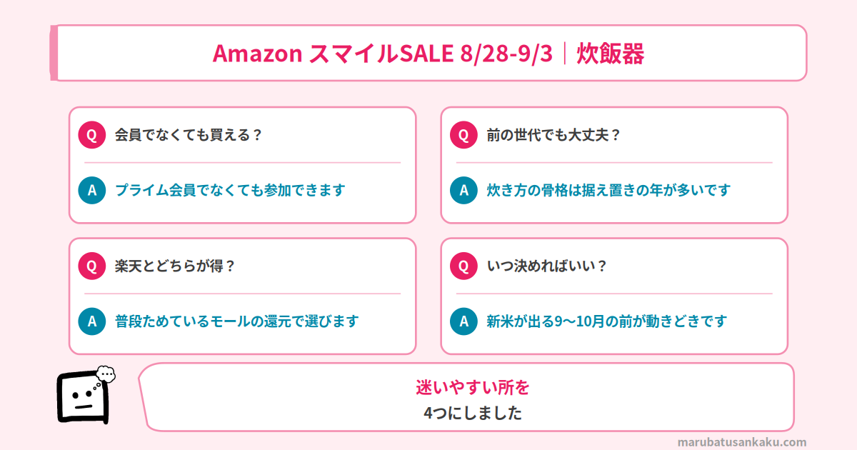 スマイルSALEの炊飯器 よくある質問