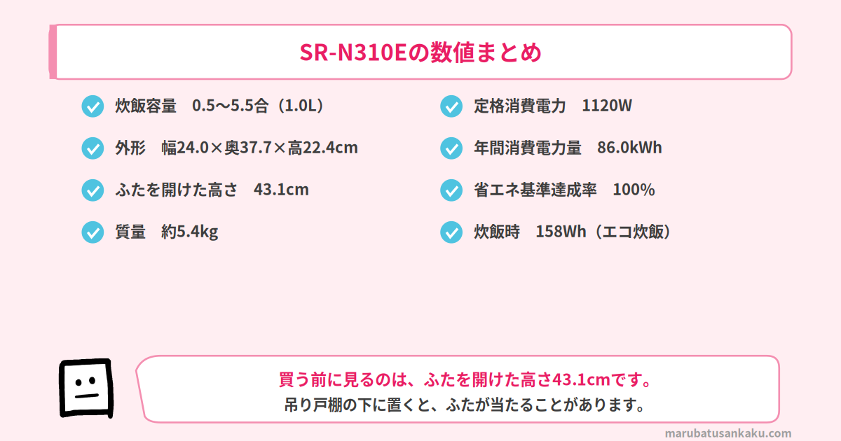 SR-N310Eの数値まとめ