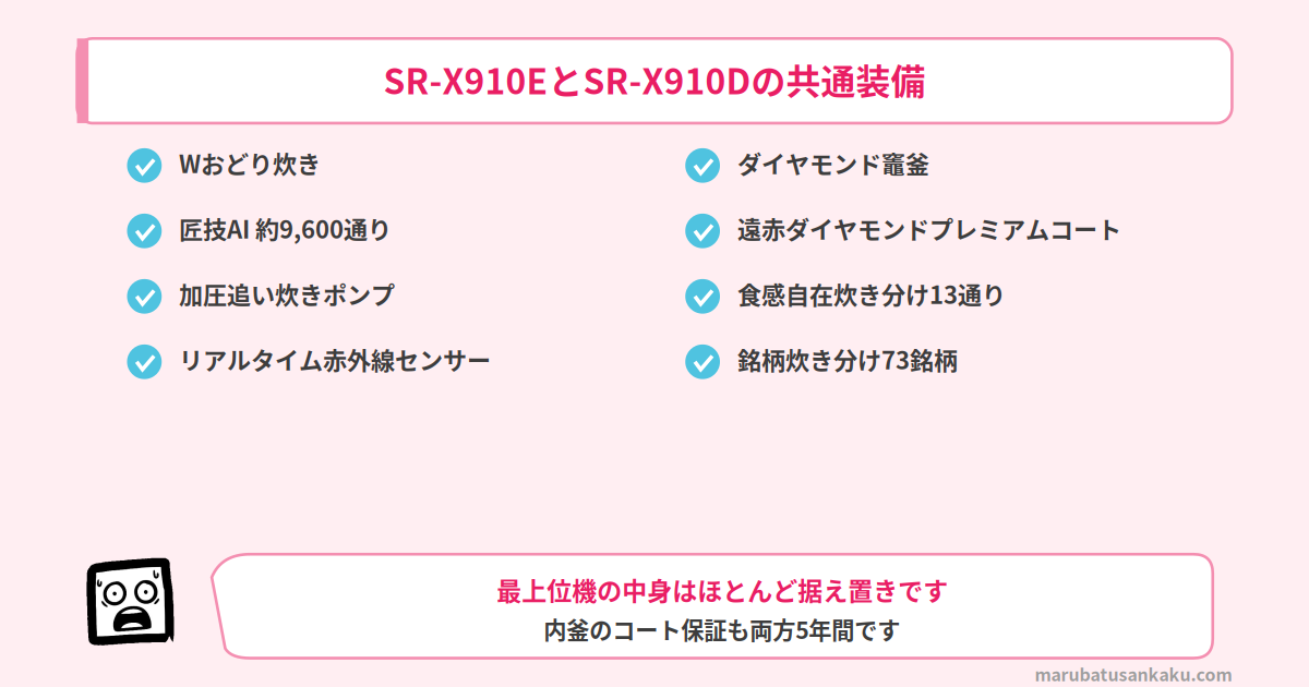 SR-X910EとSR-X910Dの共通装備