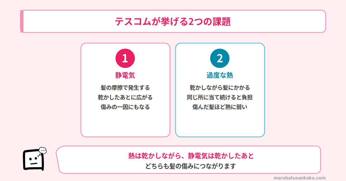 テスコムが挙げるドライヤーの2つの課題