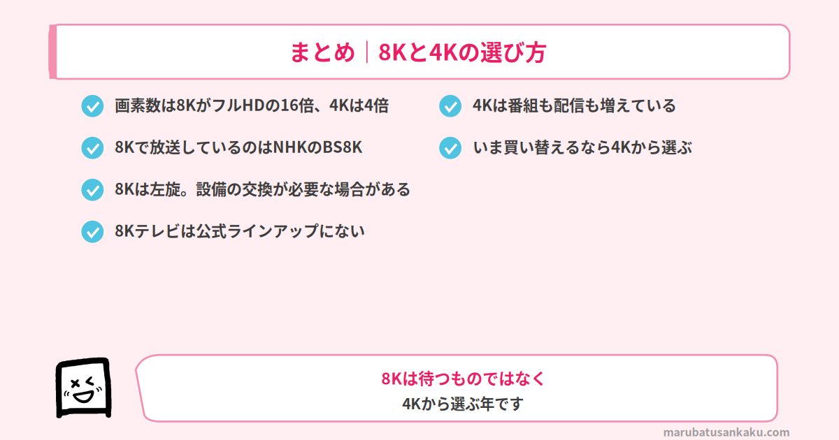 8Kと4Kの選び方 まとめ