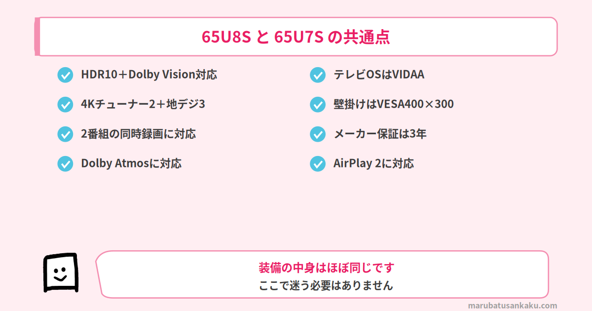 65U8Sと65U7Sの共通点