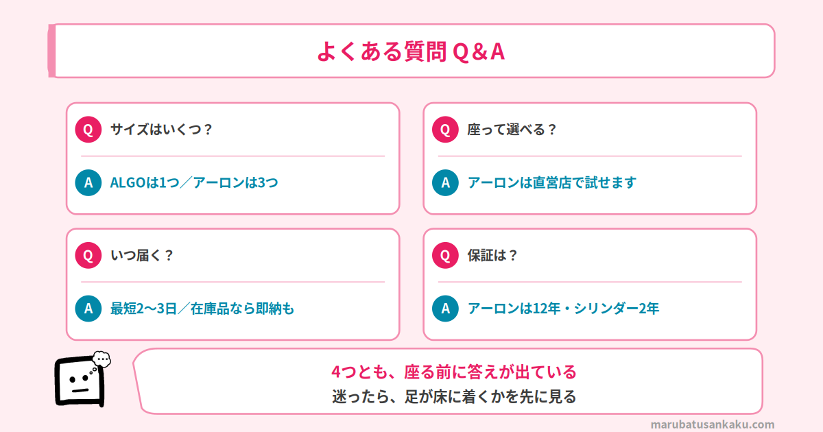ALGO Chair Proとアーロンチェアのよくある質問