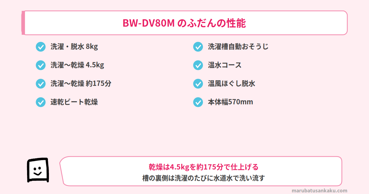 BW-DV80Mのふだんの性能