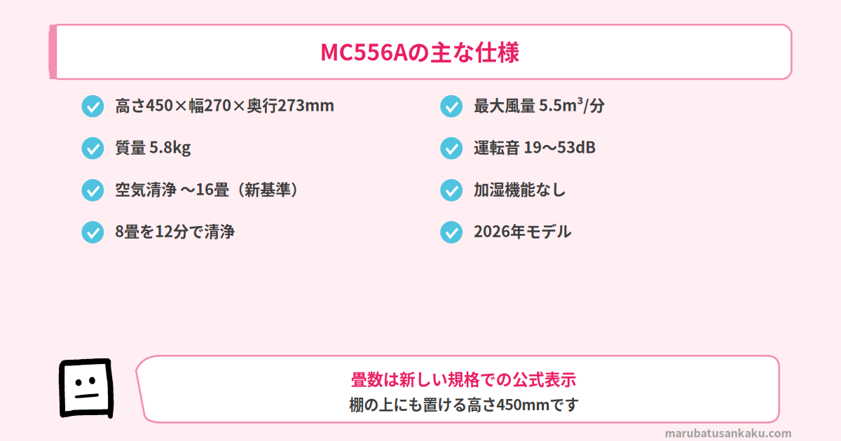 MC556Aの主な仕様