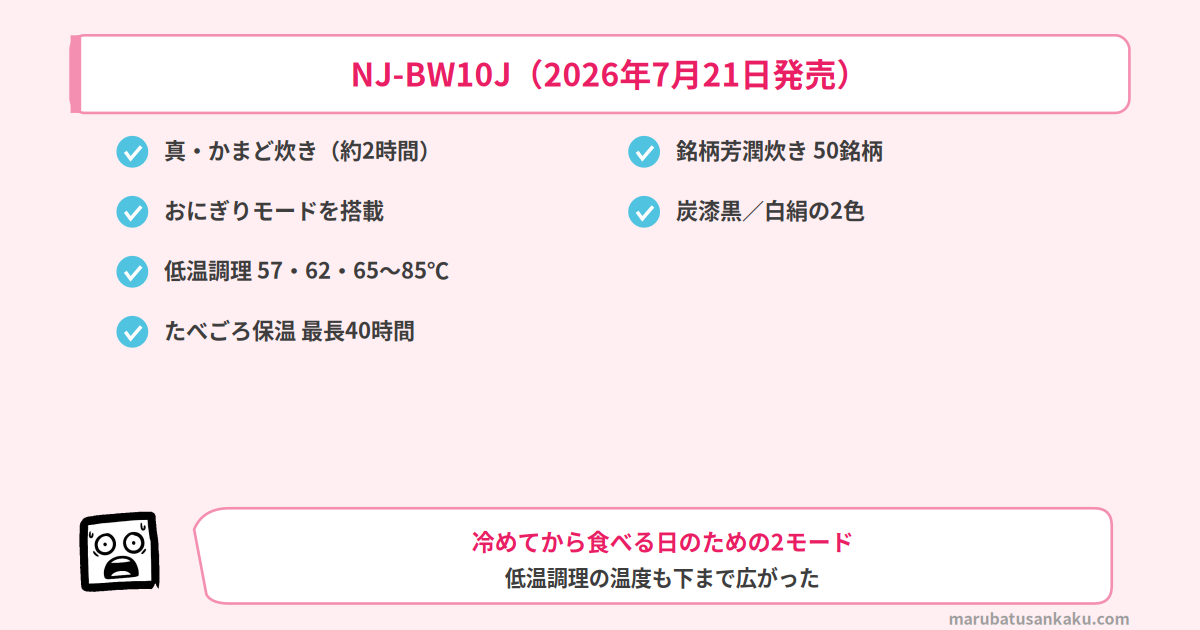 NJ-BW10Jの主な装備