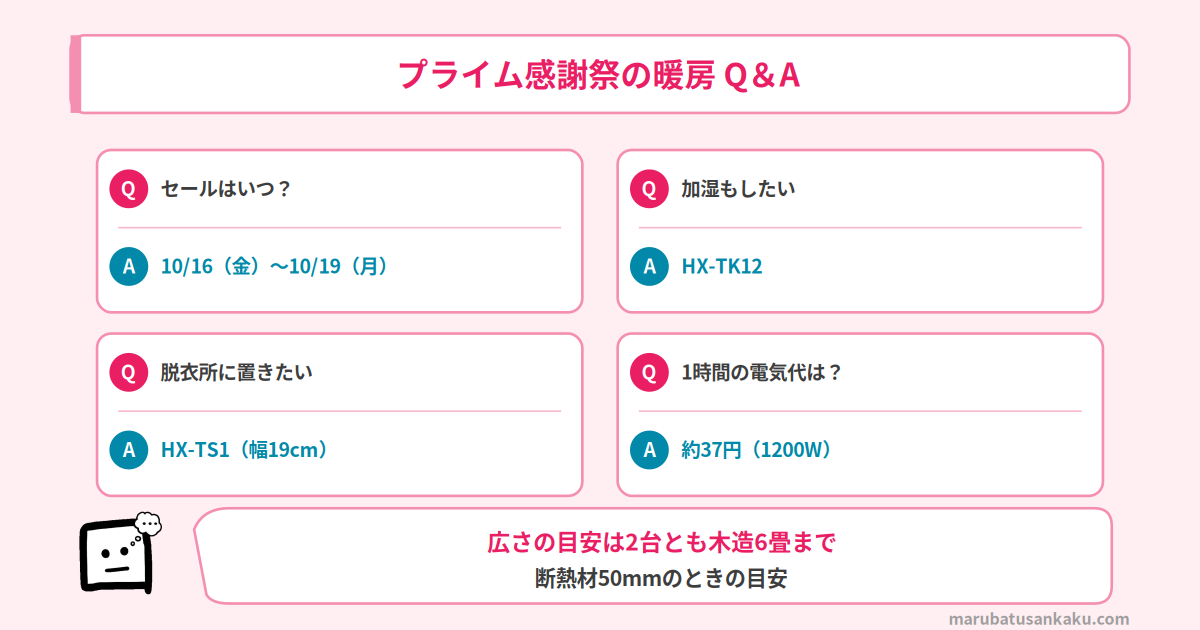 プライム感謝祭の暖房 Q&A