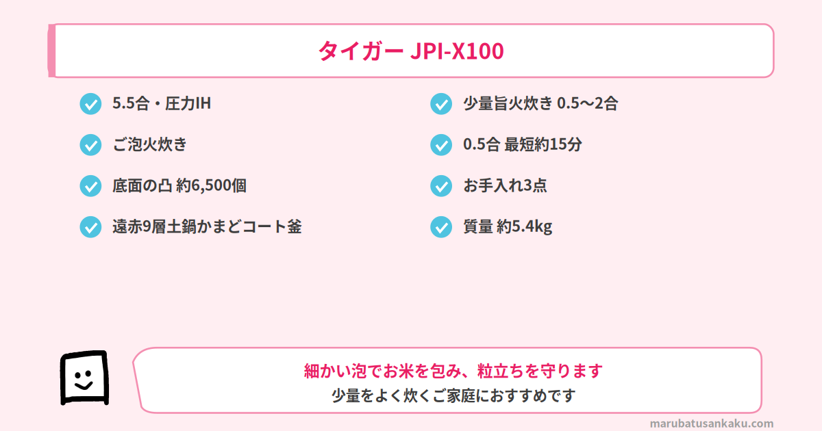 タイガー JPI-X100の特長