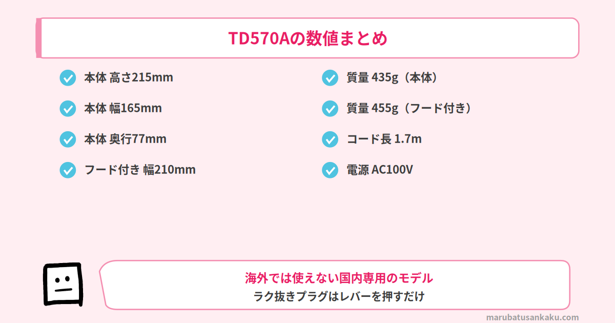 TD570Aの数値まとめ