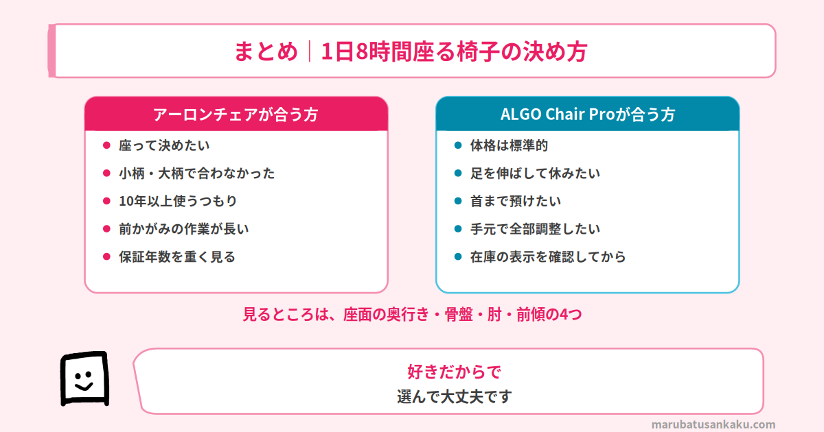 ワークチェア選びのまとめ