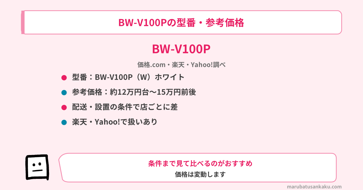 BW-V100Pの型番と参考価格