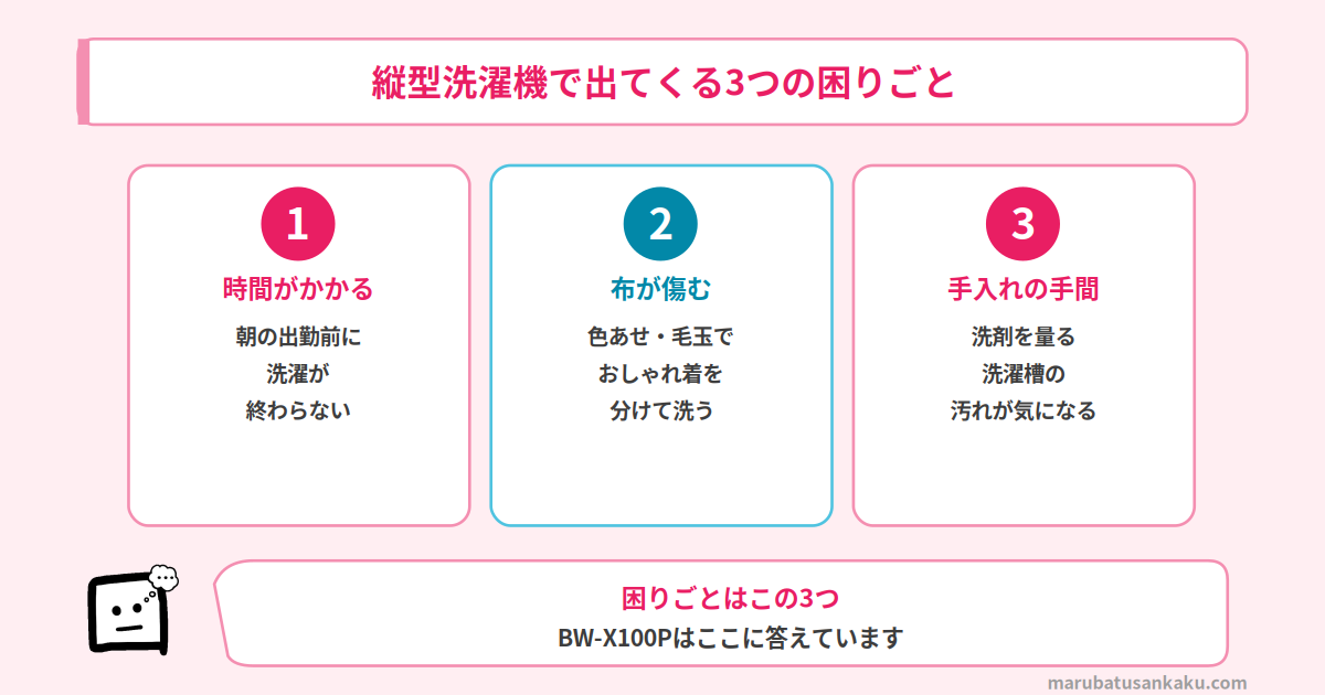 縦型洗濯機の3つの困りごと