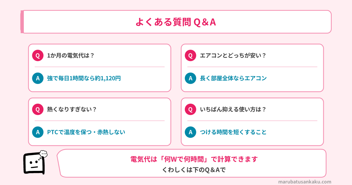 セラミックファンヒーターの電気代のよくある質問