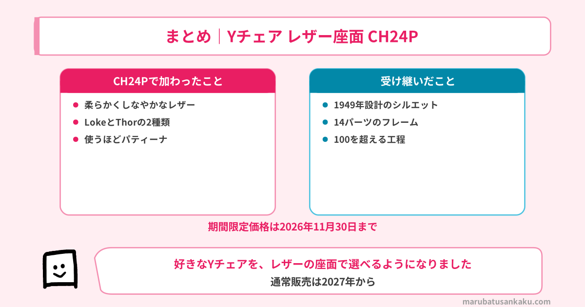 Yチェア レザー座面 CH24Pのまとめ